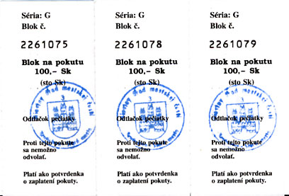 Quittungen für bezahltes Strafmandat in der Slowakei