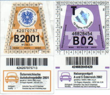 Autobahnvignetten 2001 & 2002